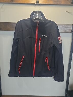 Columbia Black Ski Jacket with Red Zippers